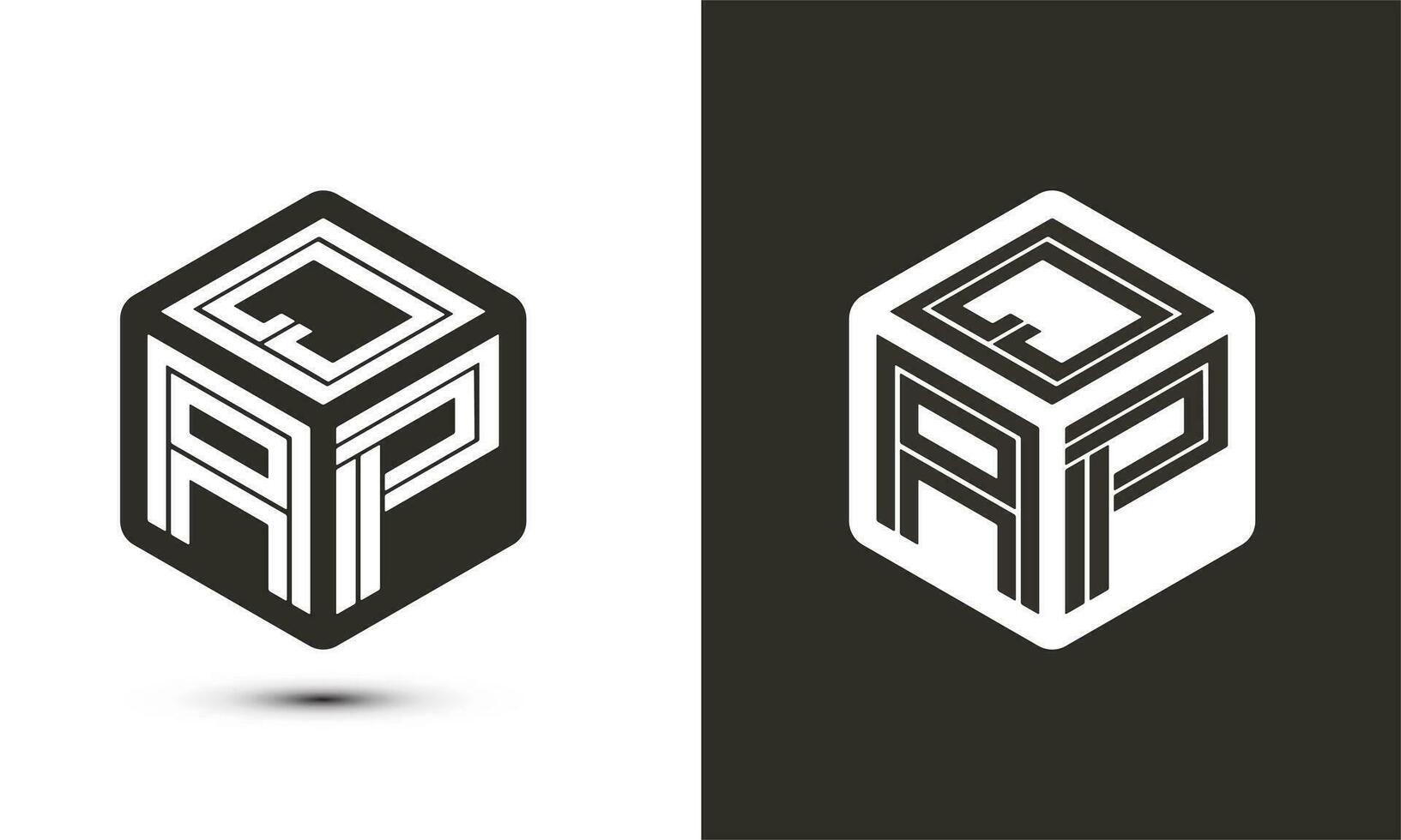 QAP letter logo design with illustrator cube logo, vector logo modern alphabet font overlap style.