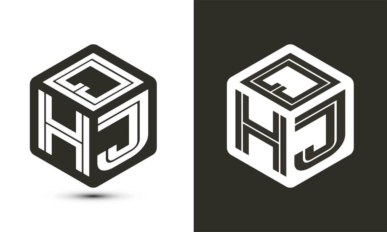 QHJ letter logo design with illustrator cube logo, vector logo modern alphabet font overlap style.