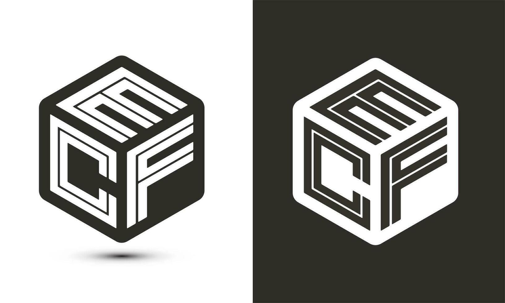 ecf letra logo diseño con ilustrador cubo logo, vector logo moderno alfabeto fuente superposición estilo.