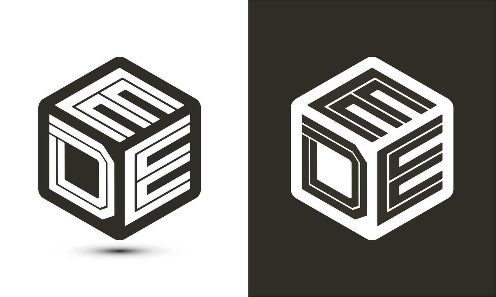 EDE letter logo design with illustrator cube logo, vector logo modern alphabet font overlap style.