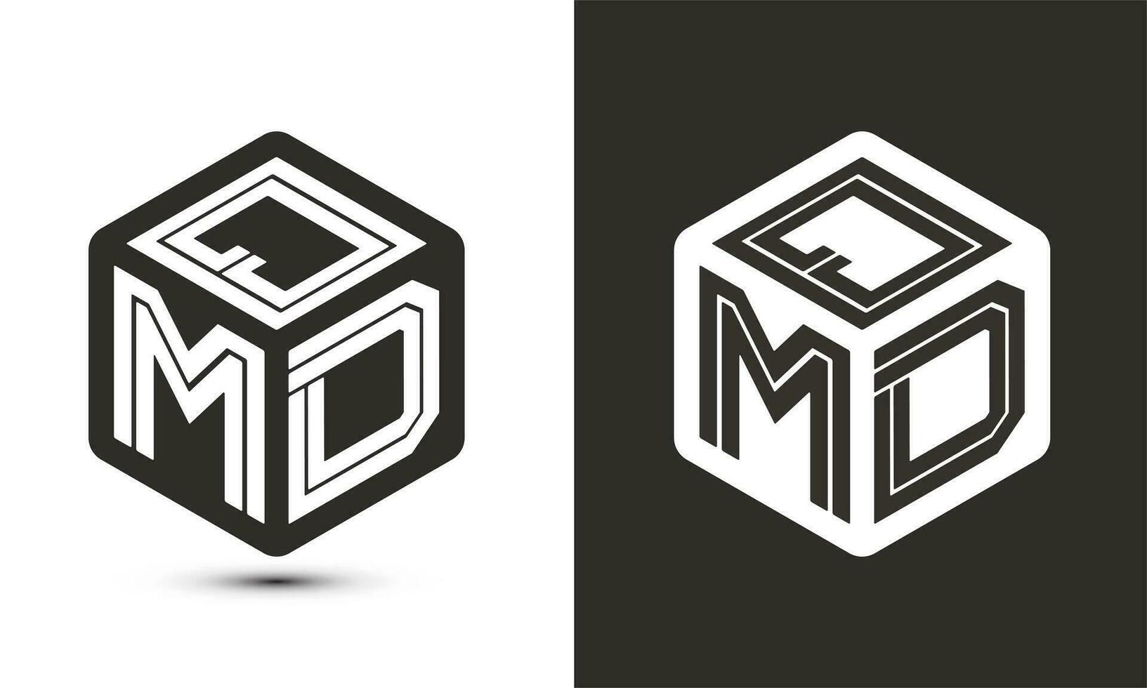 QMD letter logo design with illustrator cube logo, vector logo modern alphabet font overlap style.