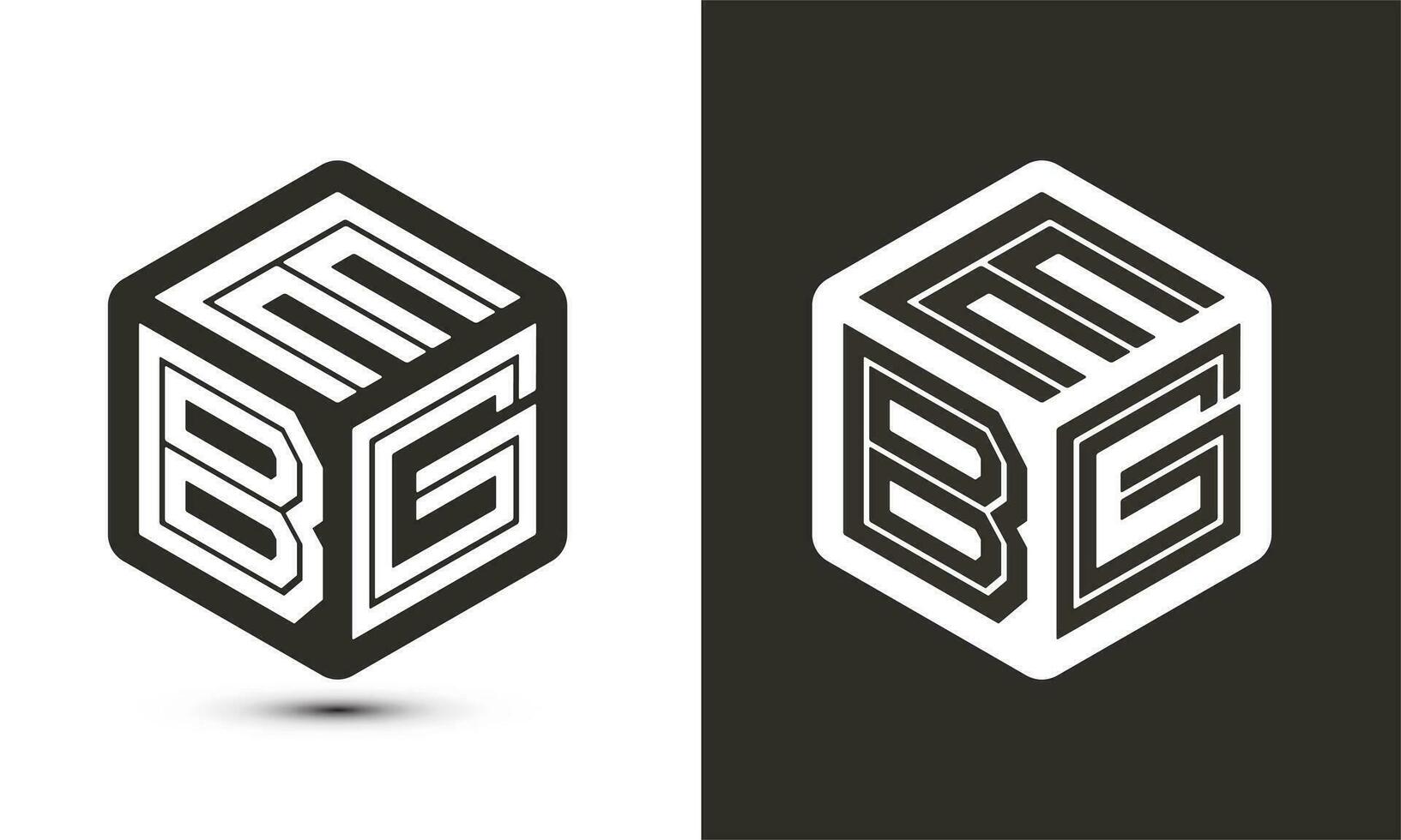 EBG letter logo design with illustrator cube logo, vector logo modern alphabet font overlap style.