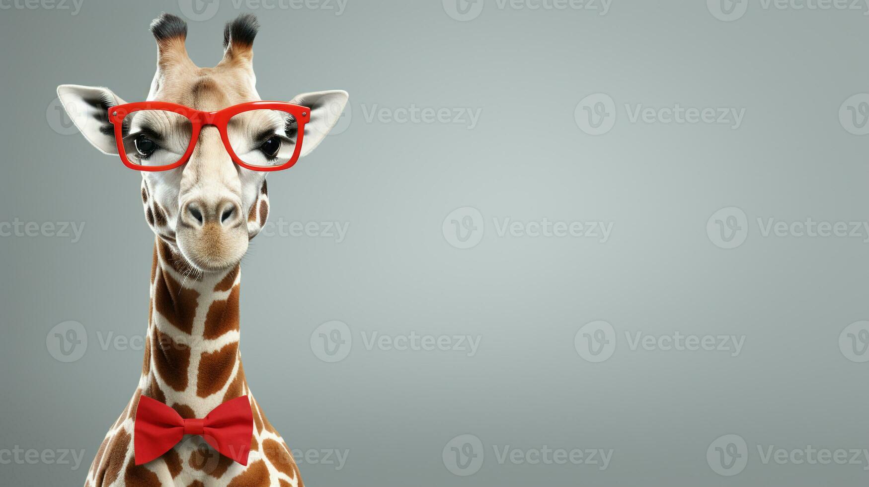 Cute Giraffe in Christmas Costume on Isolated Background. Created with Generative AI technology. photo