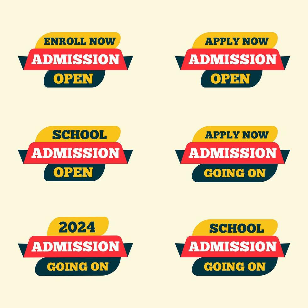 admission open labels badge flat design vector
