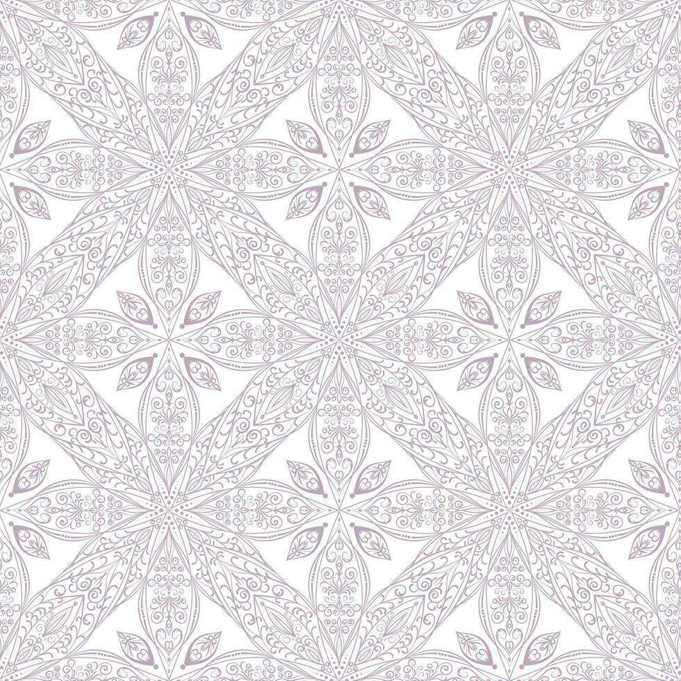 Seamless ethnic pattern with floral motives. Mandala print for fabric, textile, paper. vector