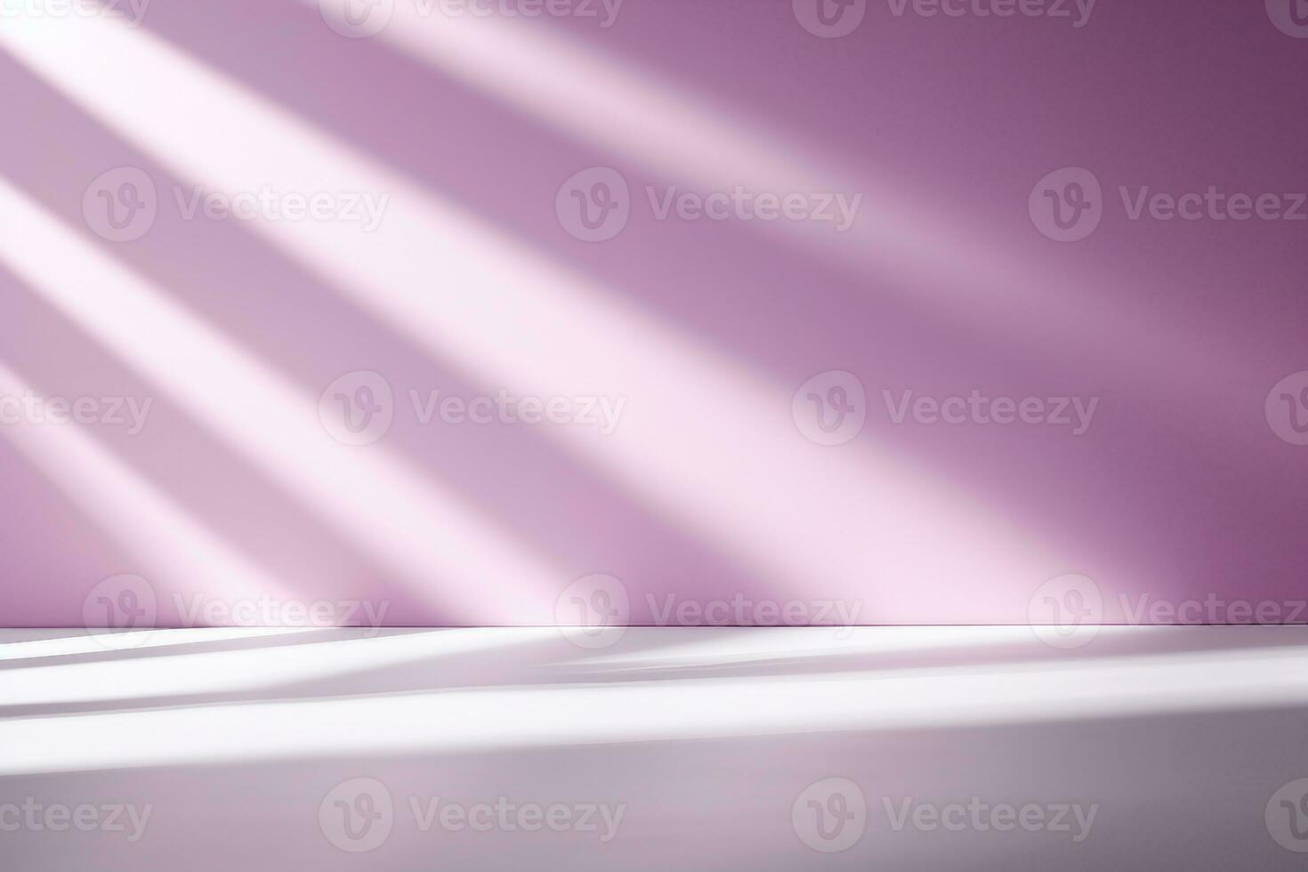 empty pastel purple background for product presentation with shadow and light from windows. generative ai. photo