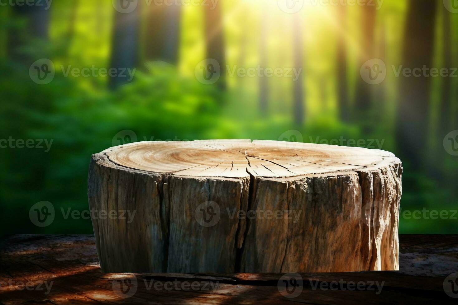 Empty tree trunk for display montages. generative ai. photo