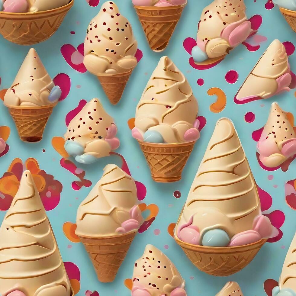 Cone ice cream pattern ai generate photo