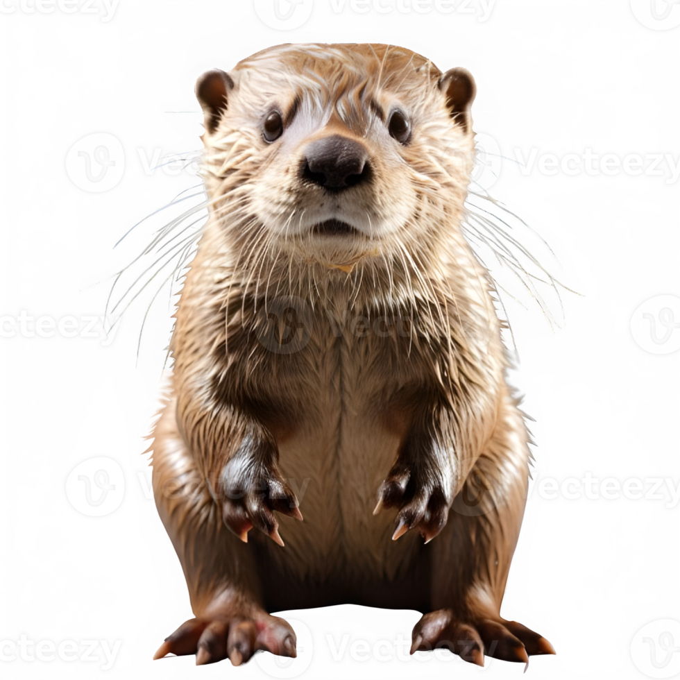 otter animal isolated on transparent background ,aquatic beaver png ,generative ai
