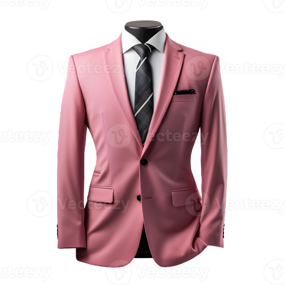 pink tuxedo suit mockup on transparent background ,businessman suit png ,generative ai