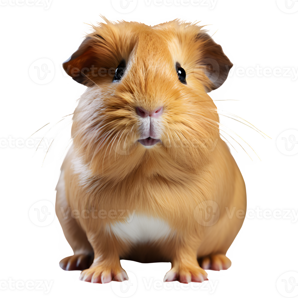 portrait of guinea pig standing isolated on transparent background ,generative ai png