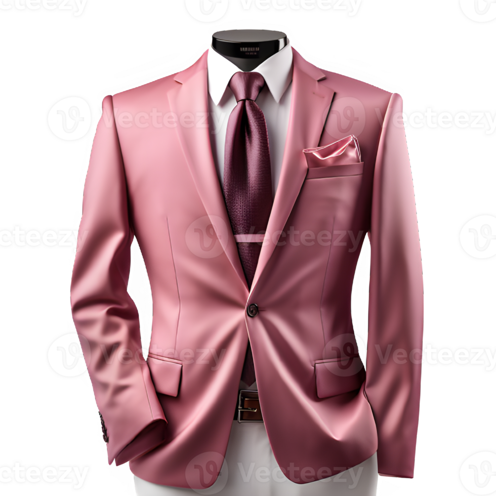 pink tuxedo suit mockup on transparent background ,businessman suit png ,generative ai