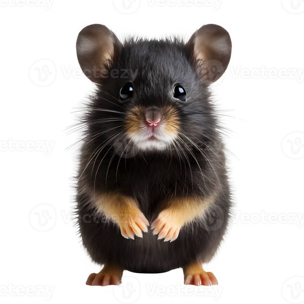 cute black hamster isolated on transparent background ,generative ai png