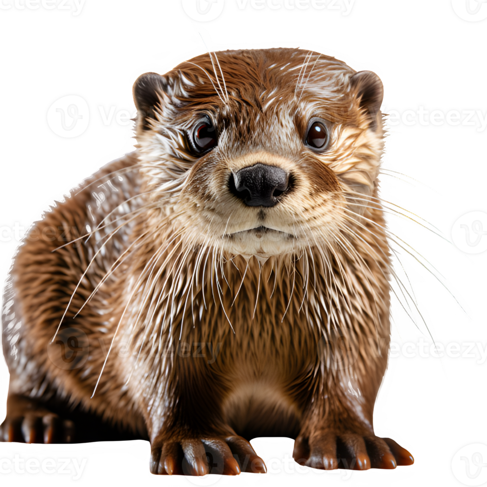 otter animal isolated on transparent background ,aquatic beaver png ,generative ai