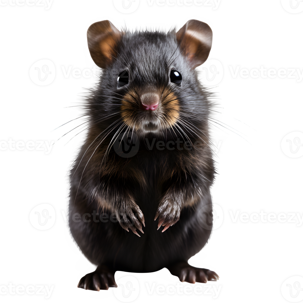 cute black hamster isolated on transparent background ,generative ai png