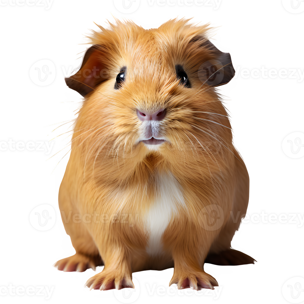 portrait of guinea pig standing isolated on transparent background ,generative ai png