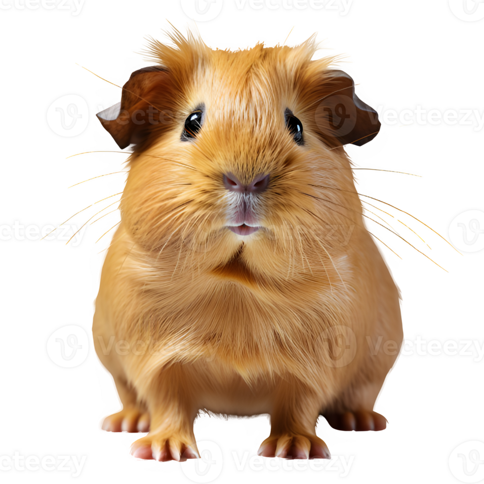 portrait of guinea pig standing isolated on transparent background ,generative ai png