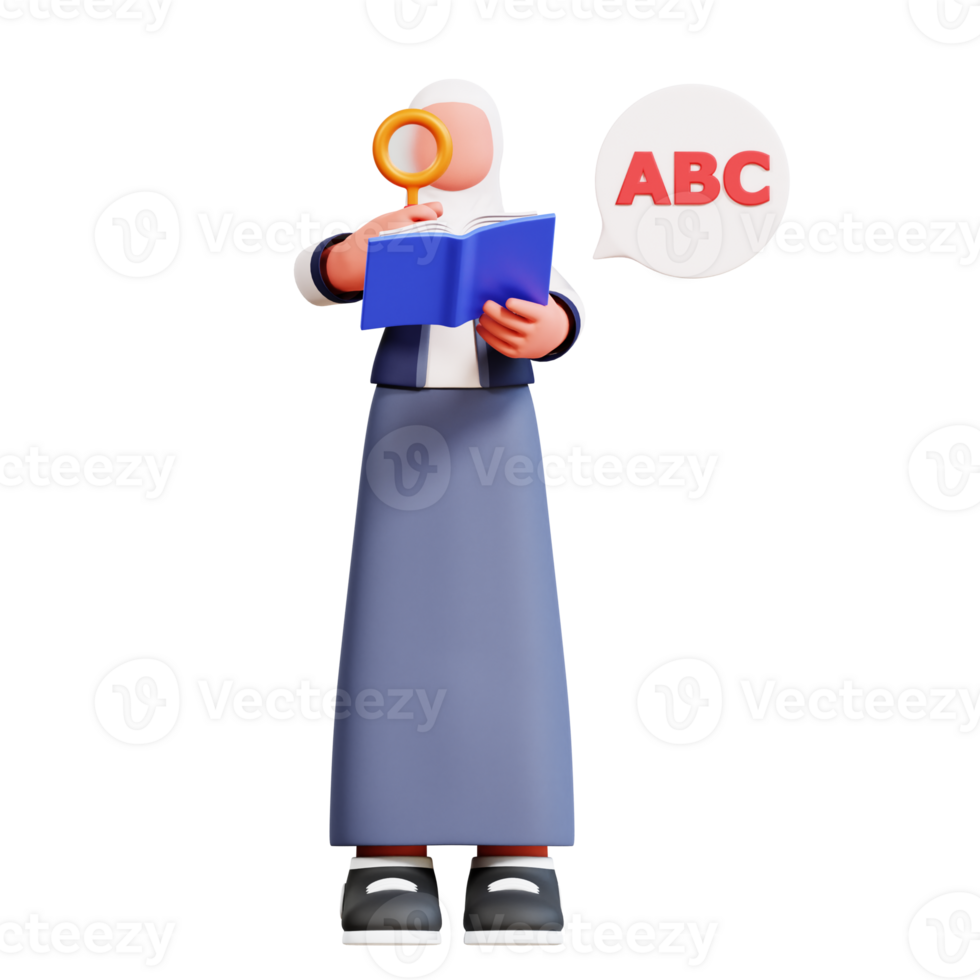 3D Female Character Illustration Education png