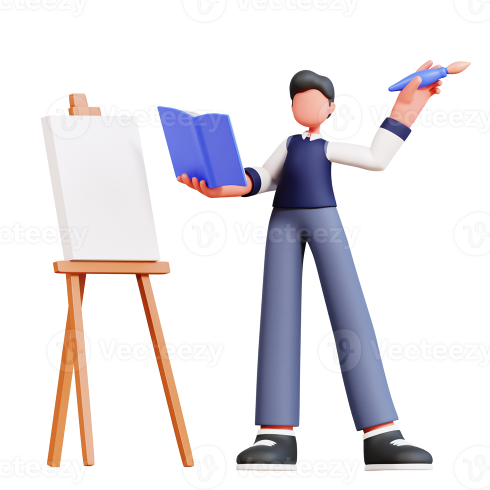 3D Male Character Illustration Education png