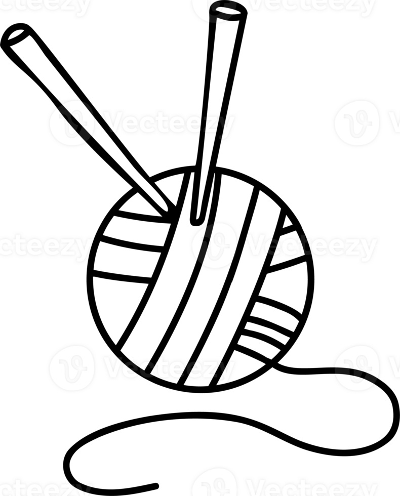 bola fio com tricô agulhas rabisco png