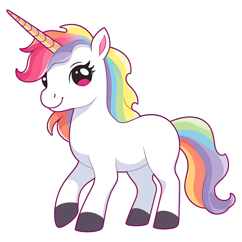 süß Chibi Regenbogen Einhorn Clip Art ai generativ png