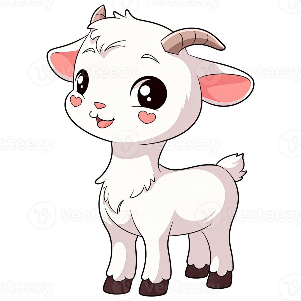 Cute Chibi Goat Clipart AI Generative png