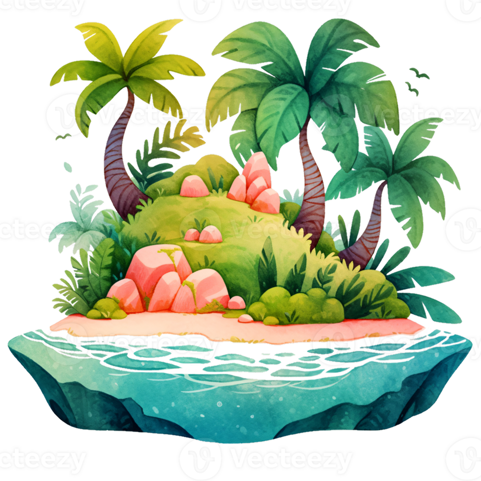 Enchanted Island Clipart AI Generative png