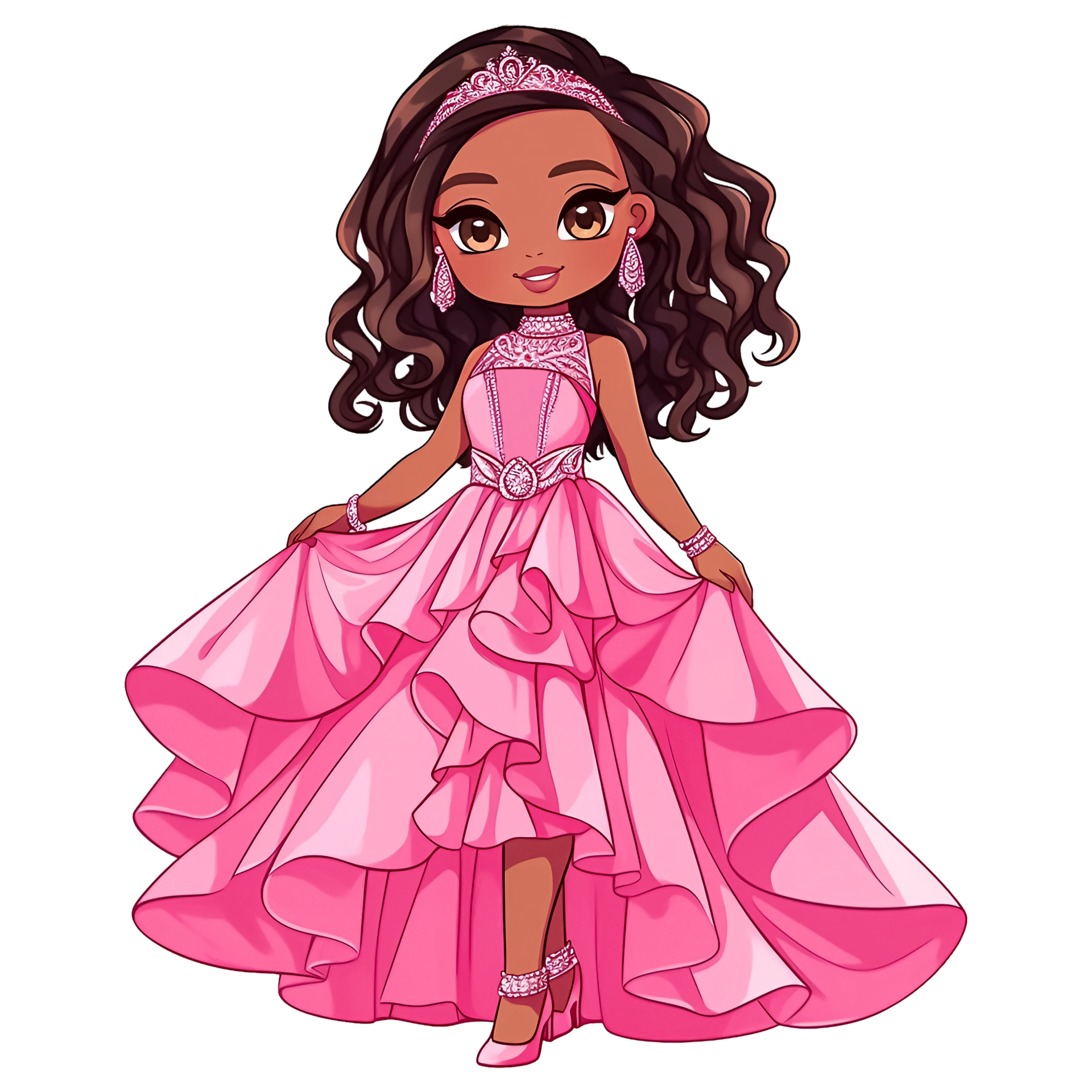 Beautiful Black Princess Wearing An Elegant Dress AI Generative