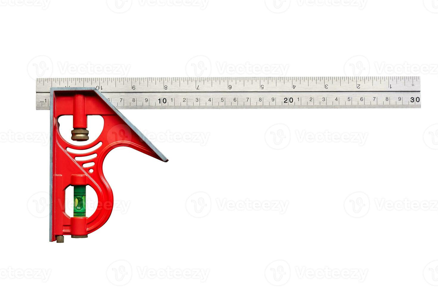 combination square measuring hand tools , for marking tool used in  woodworking, metalworking .isolated on white background photo