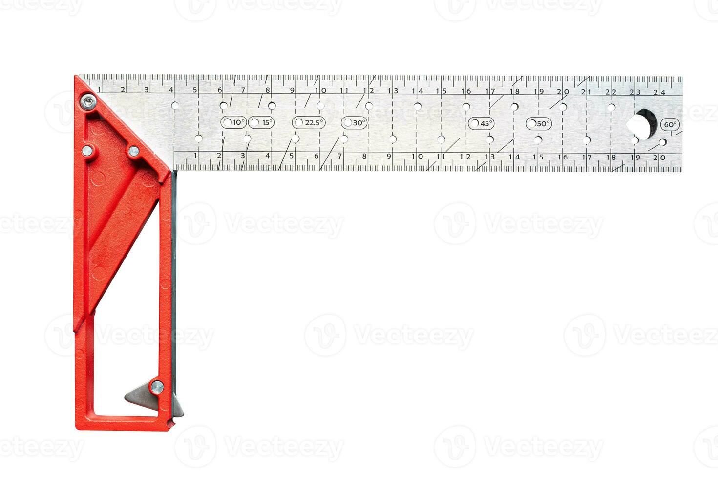 L square or  L shaped squares measuring hand tools for marking and referencing a 90  angle  isolated on white background photo