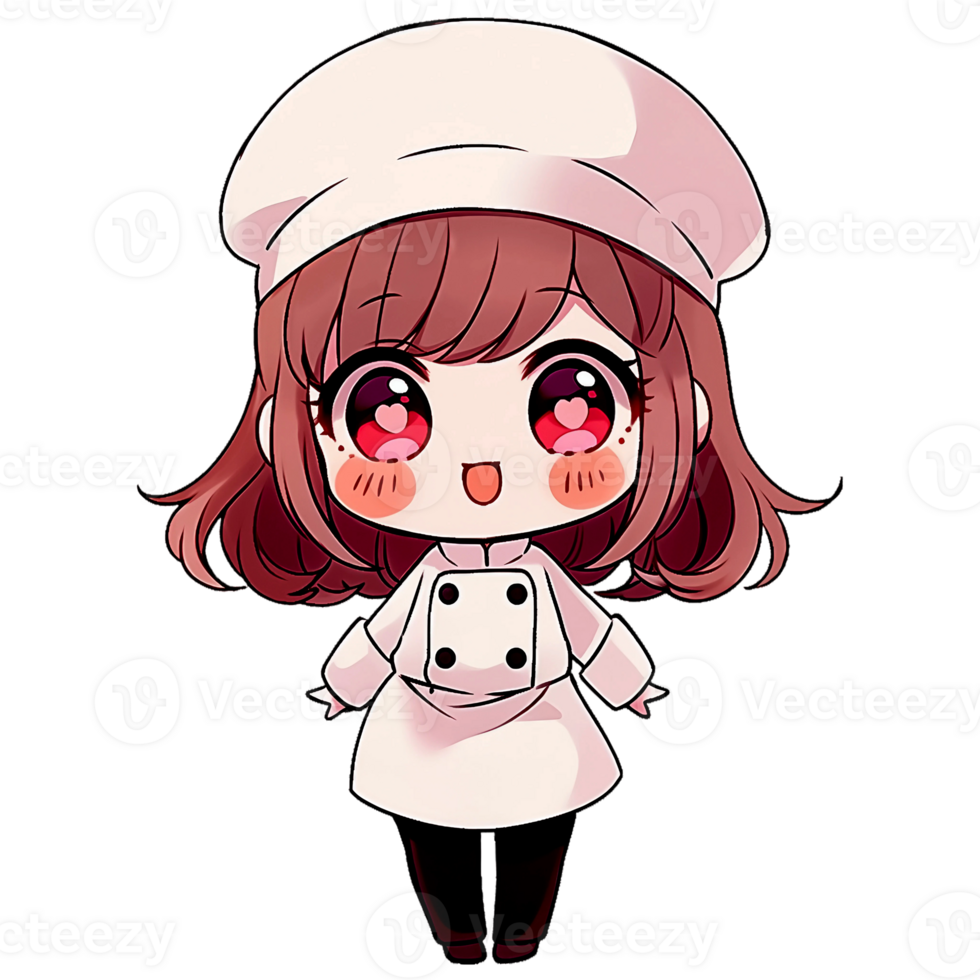 Cute Chibi Girl Chef AI Generative png