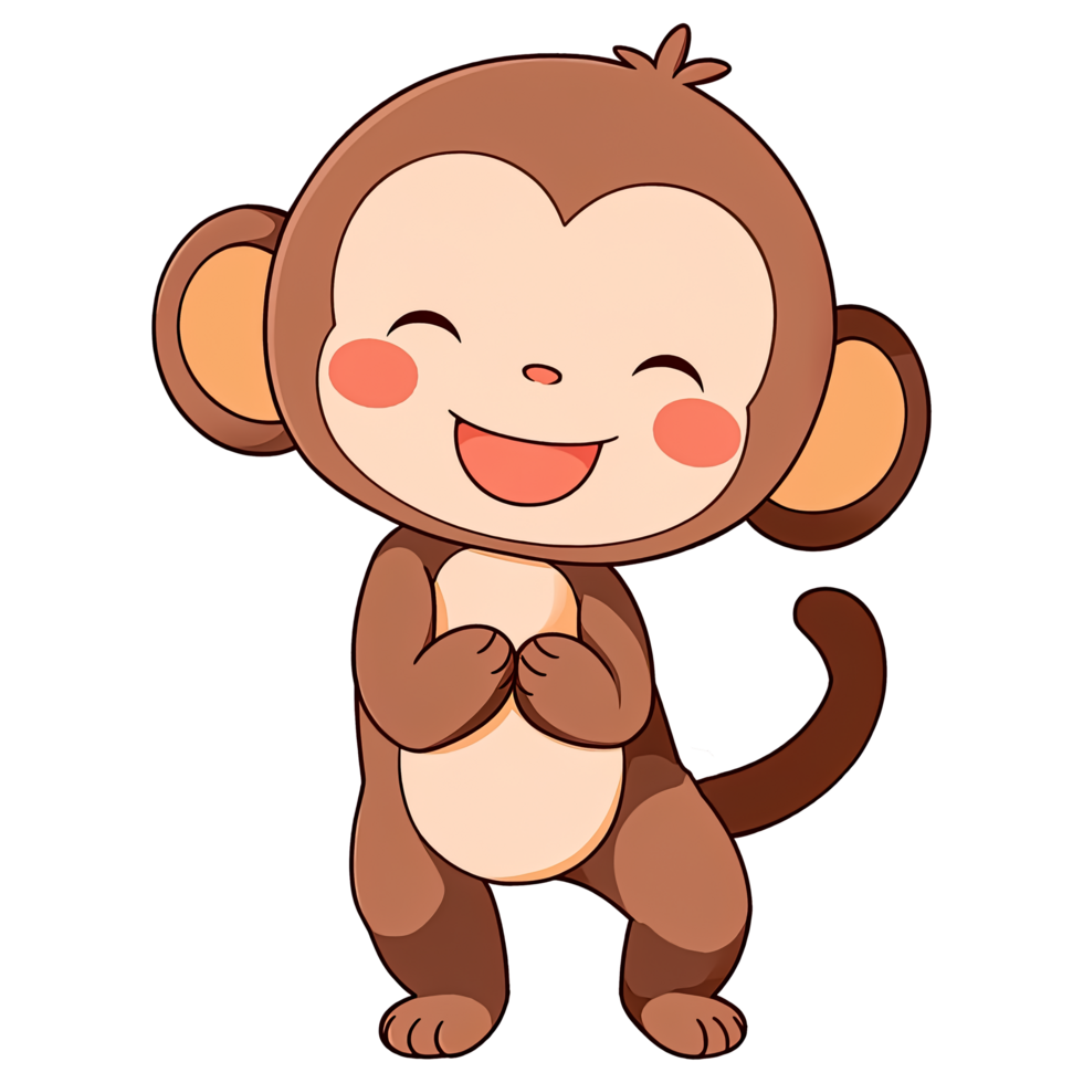 Cute Chibi Monkey Clipart AI Generative png