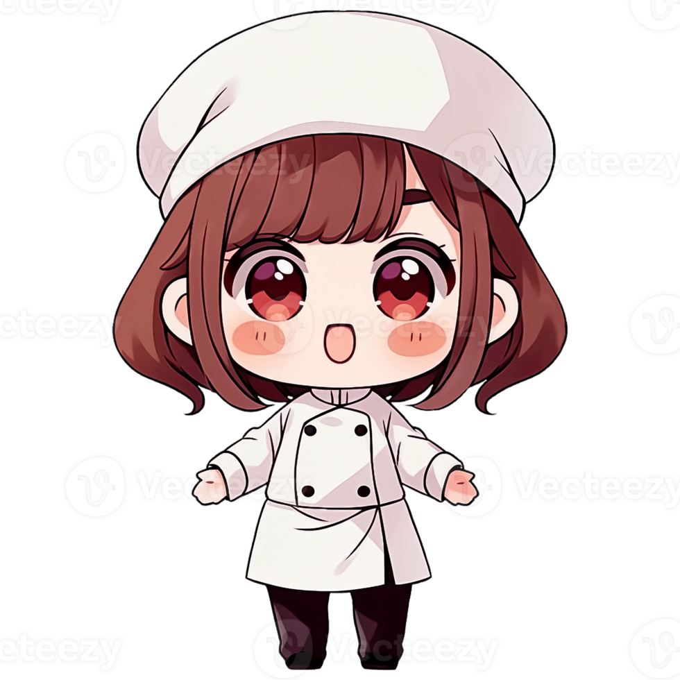 Cute Chibi Girl Chef AI Generative png