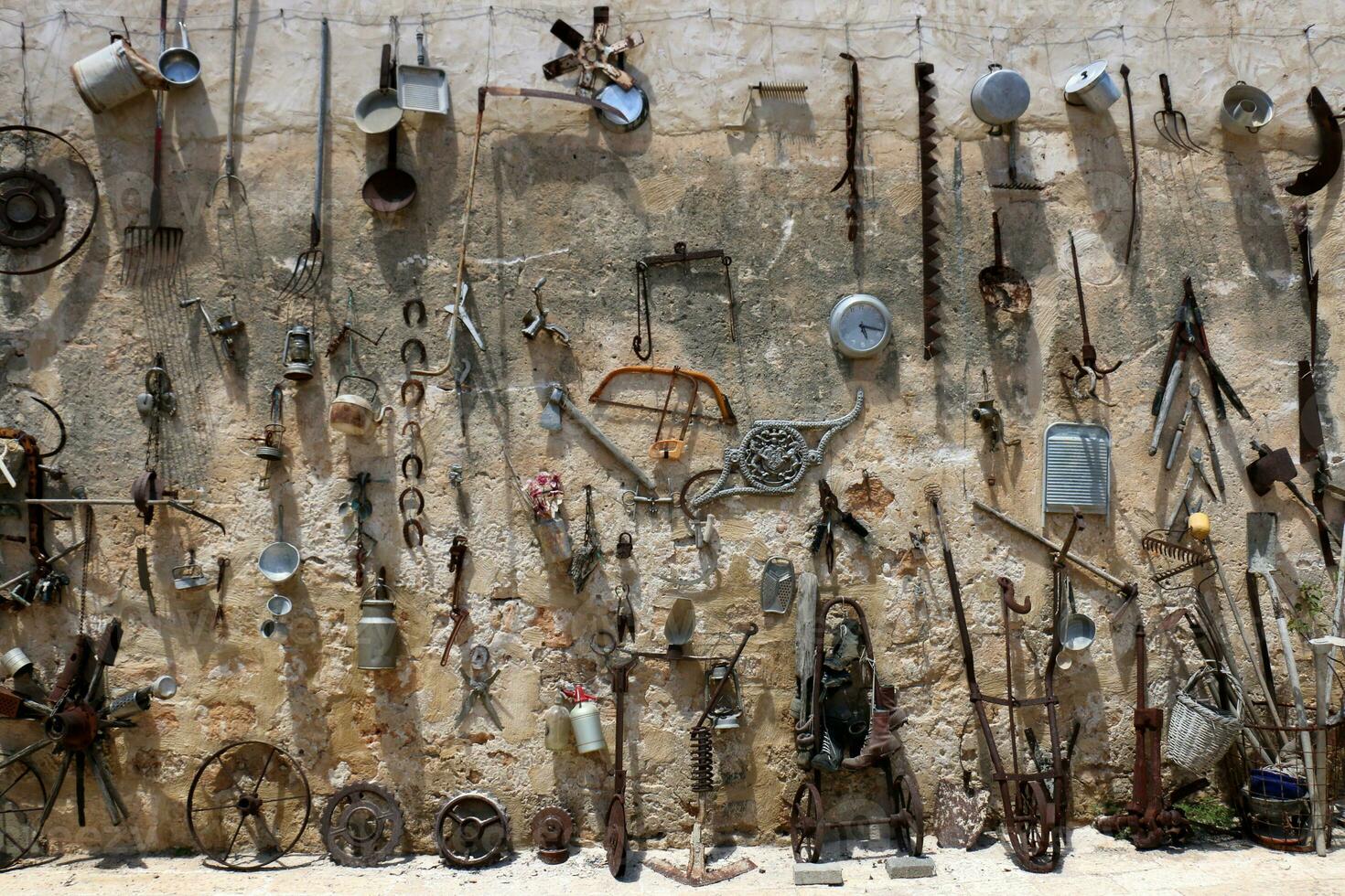 Old and antique items are sold at a flea market in Israel. photo