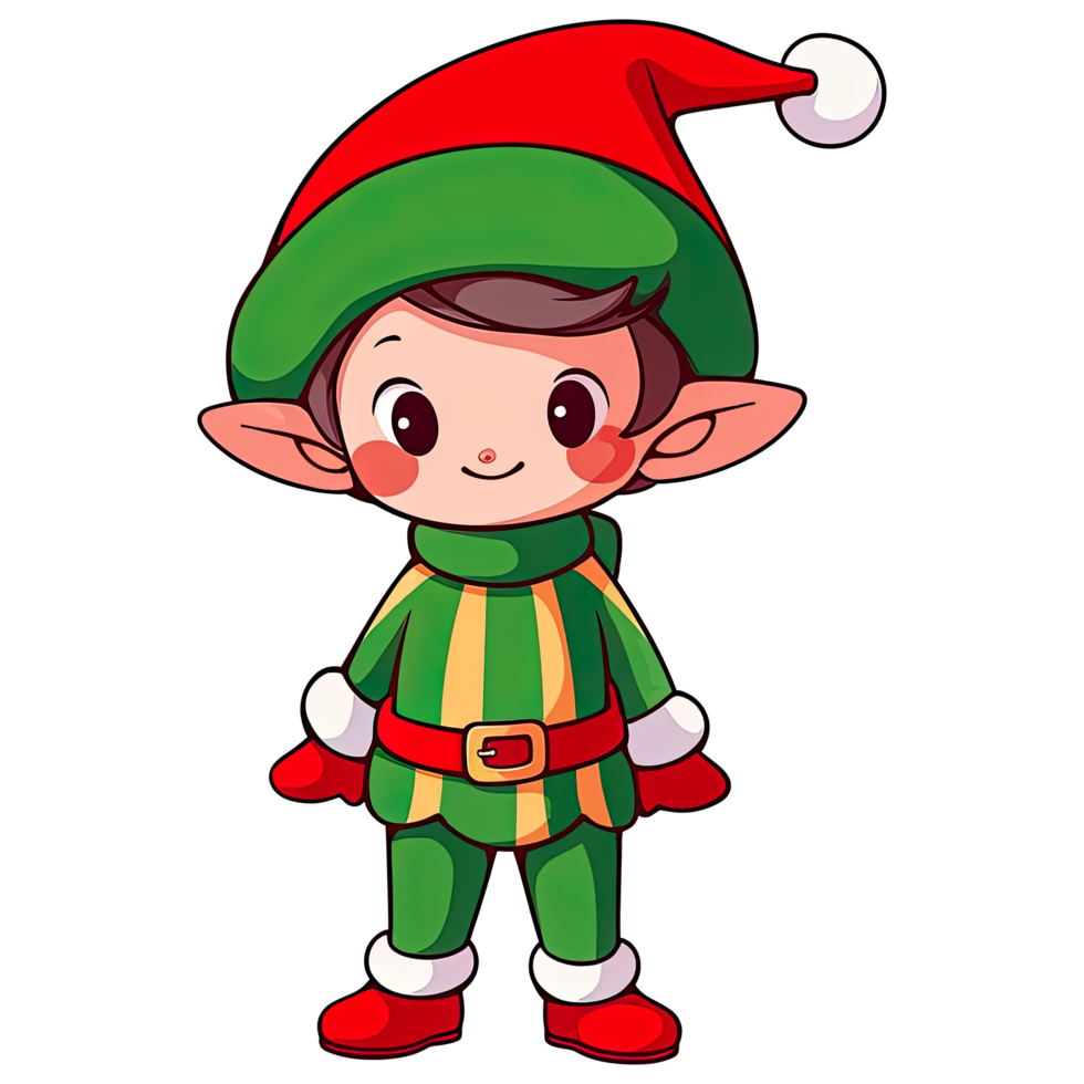 Cute Chibi Christmas Elf AI Generative png