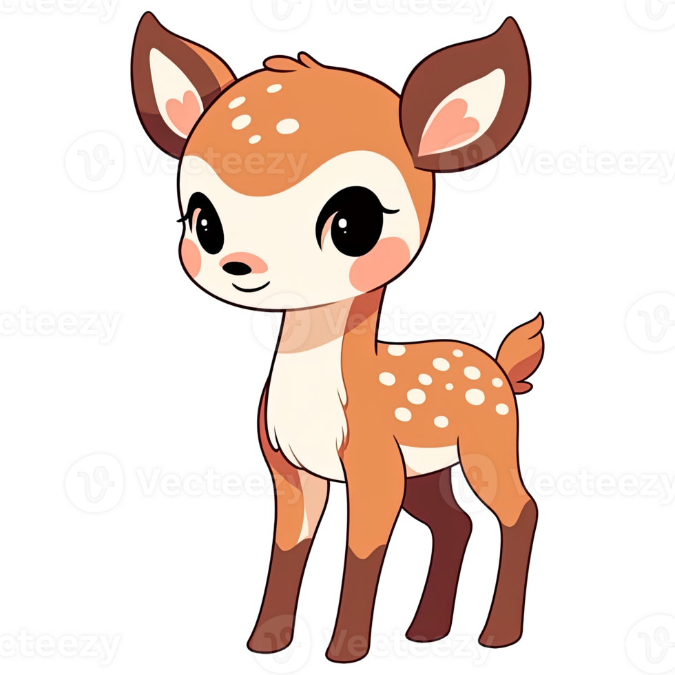 Cute Chibi Deer Clipart AI Generative png