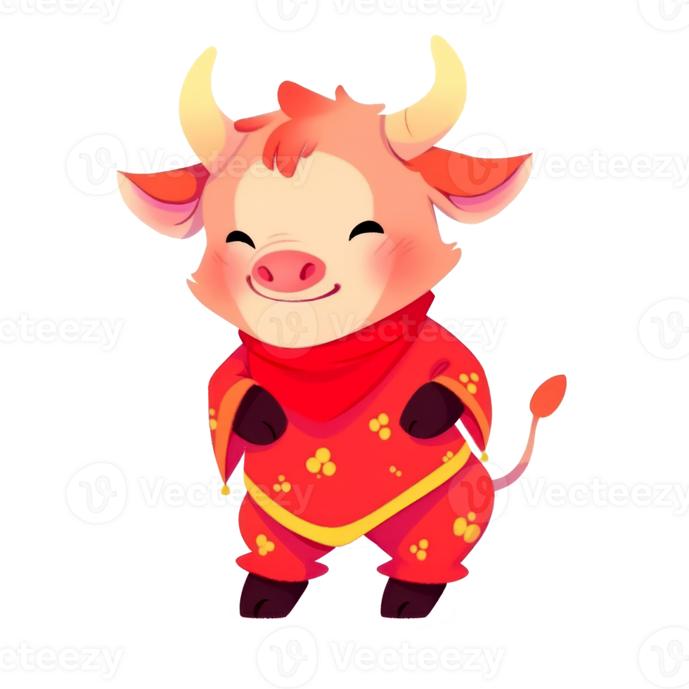 Cute Chinese Zodiac Ox AI Generative png
