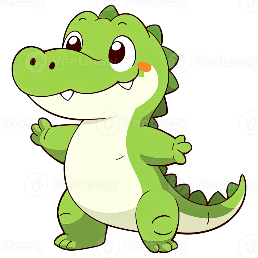 Cute Chibi Crocodile AI Generative png