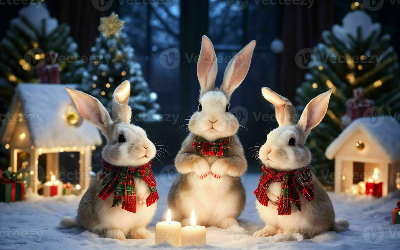 Bunny Celebrating Christmas in Style ai generated photo