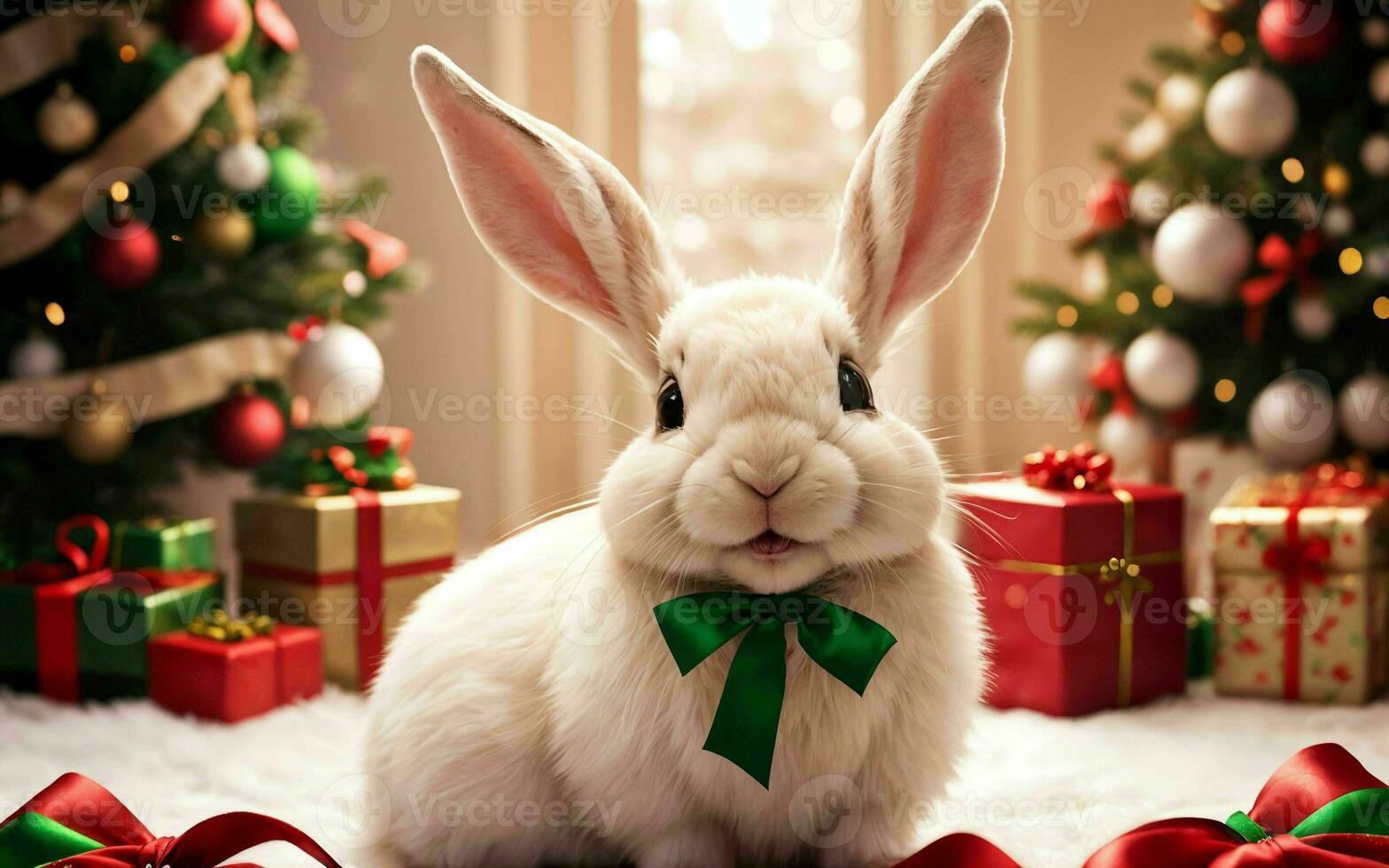 Bunny Celebrating Christmas in Style ai generated photo