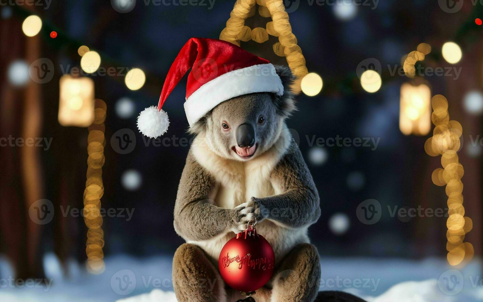 Koala's Christmas Celebration Festive Spirit in the Wild ai generated photo