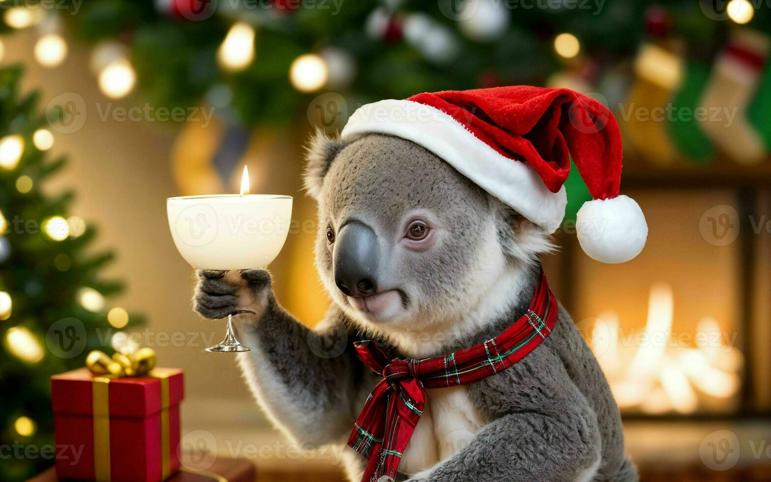 Koala's Christmas Celebration Festive Spirit in the Wild ai generated photo