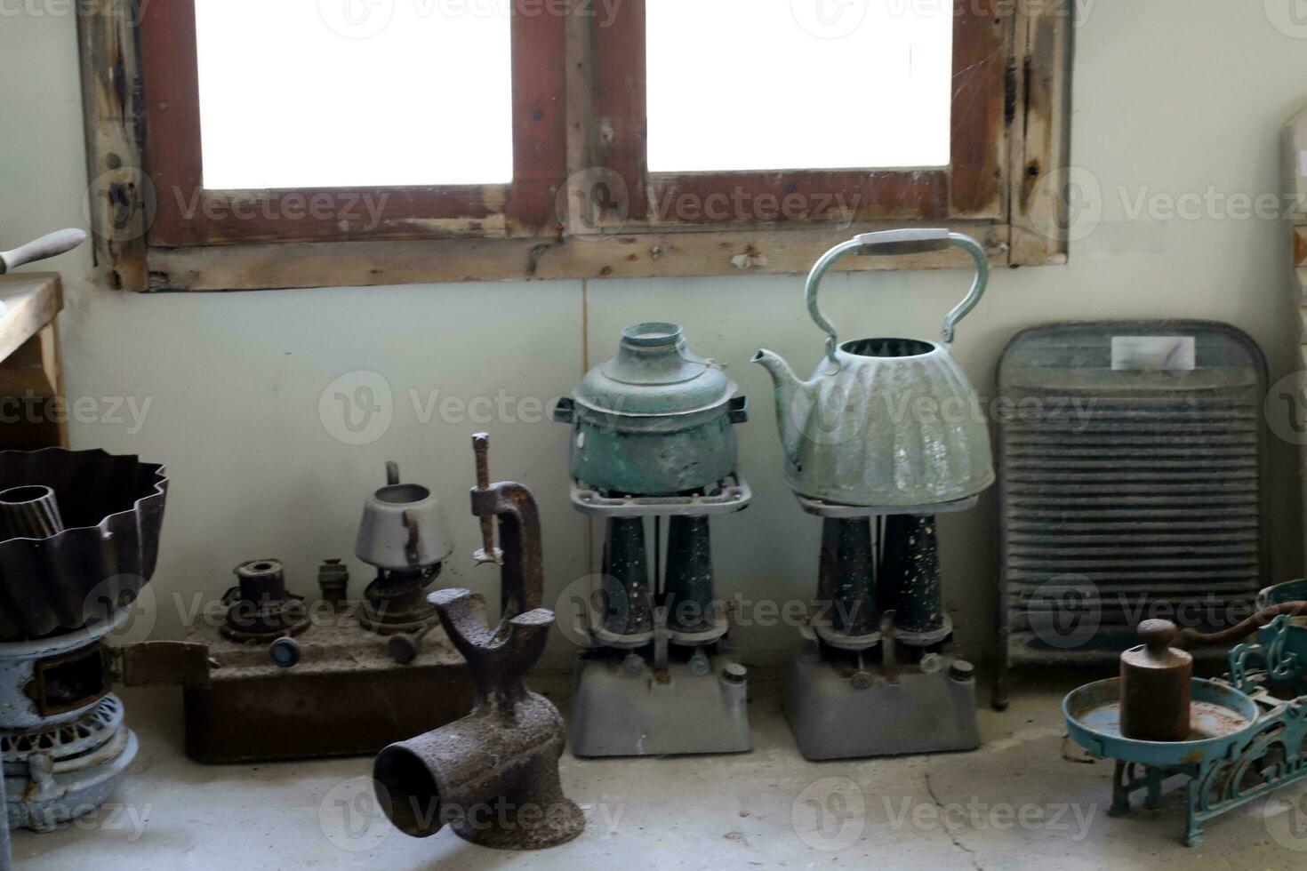 Old and antique items are sold at a flea market in Israel. photo