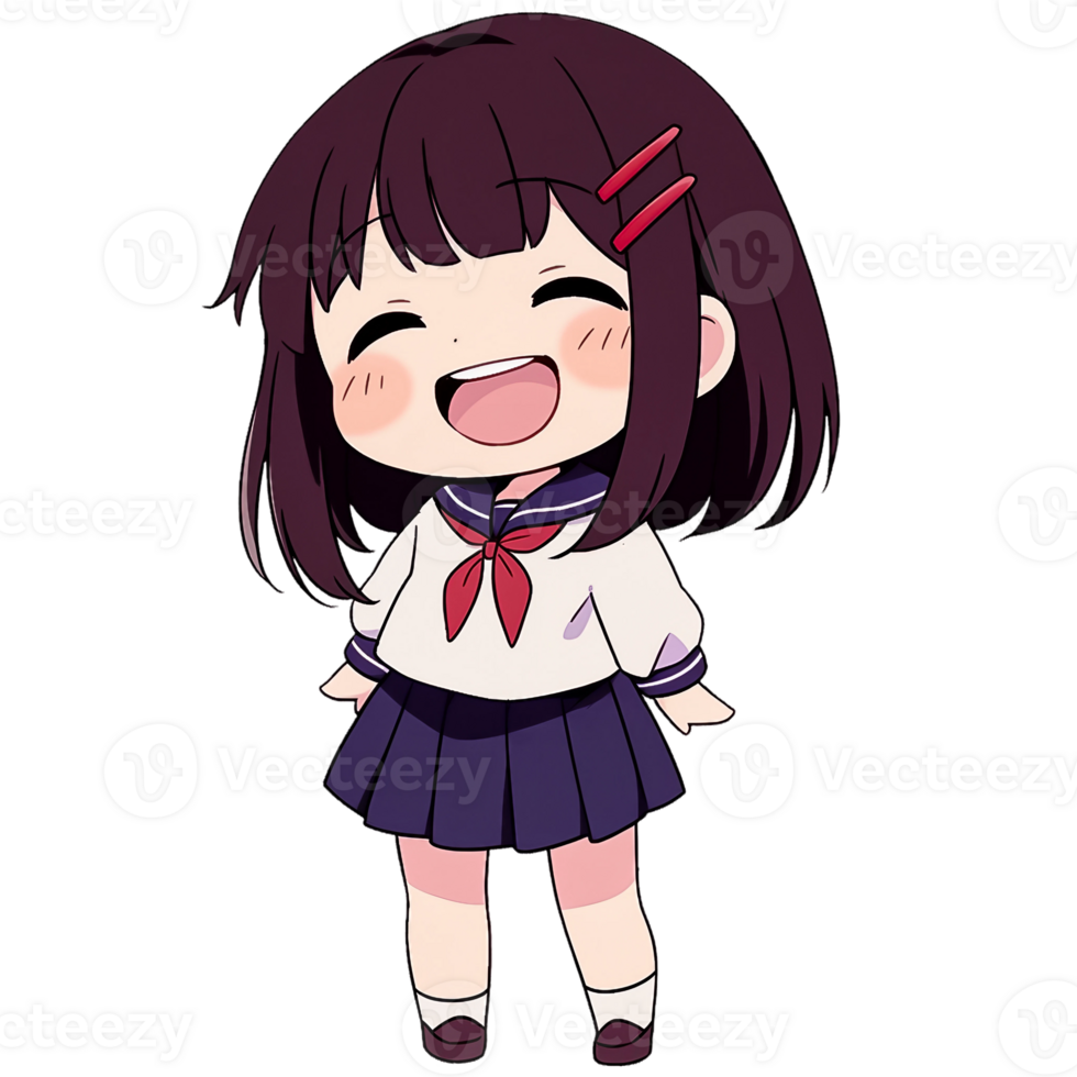 Cute Chibi School Girl AI Generative png