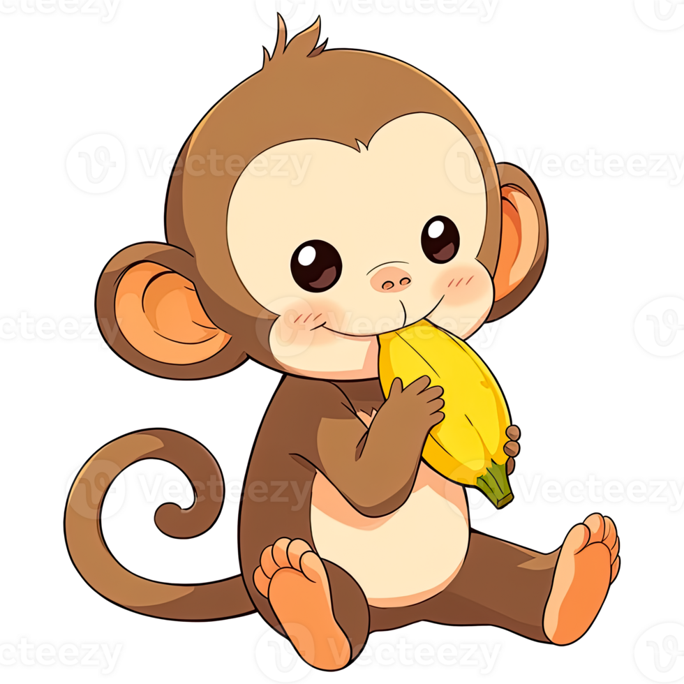 Cute Chibi Monkey Clipart AI Generative 33494752 PNG