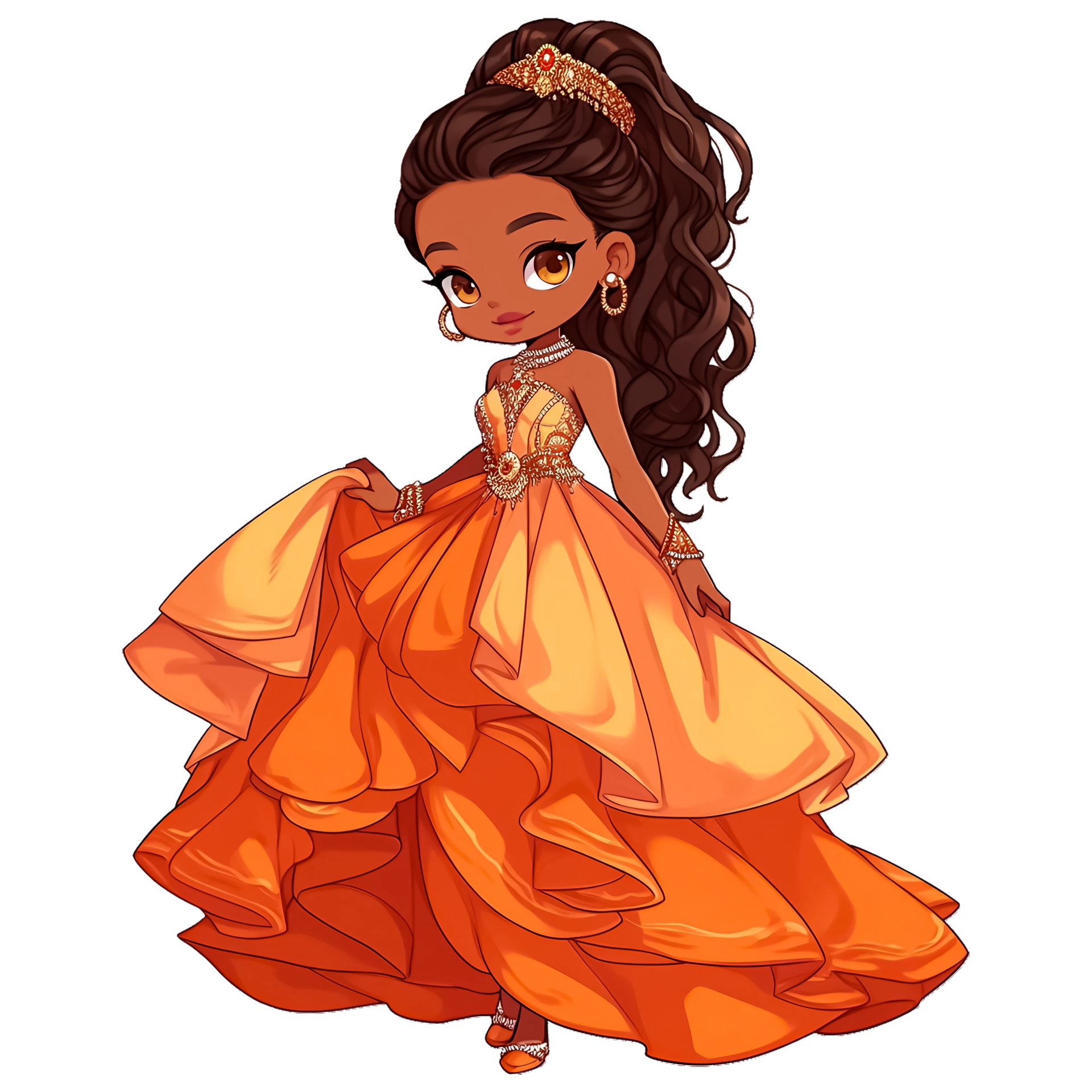 Beautiful Black Princess Wearing An Elegant Dress AI Generative