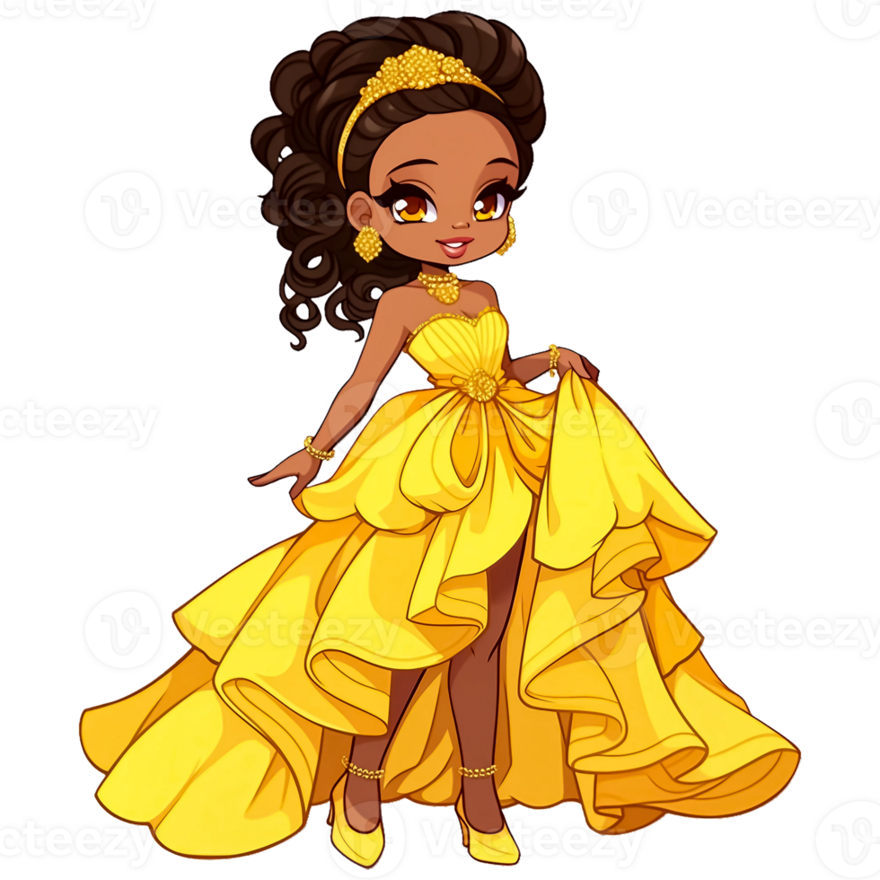 Beautiful Black Princess Wearing An Elegant Dress AI Generative