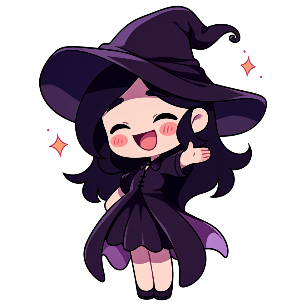 Cute Chibi Witch AI Generative png