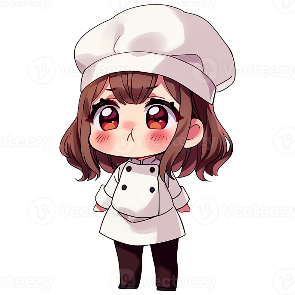 Cute Chibi Girl Chef AI Generative png