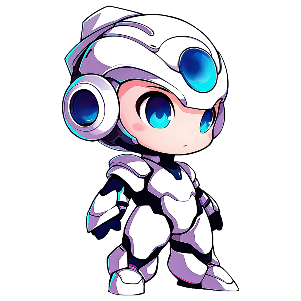 Chibi Futuristic Robot Boy AI Generative png